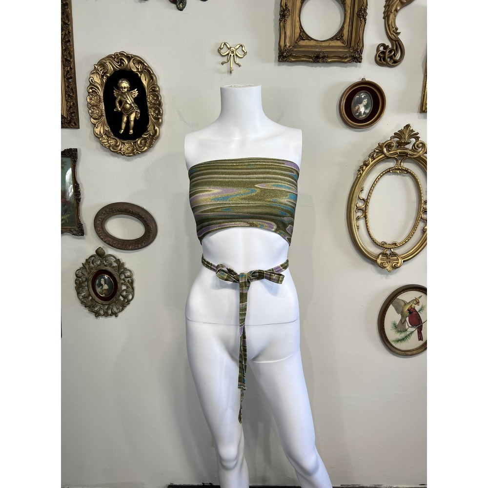 Cheryl Creations Vintage Y2K Metallic Psychedelic Tube Top Size S